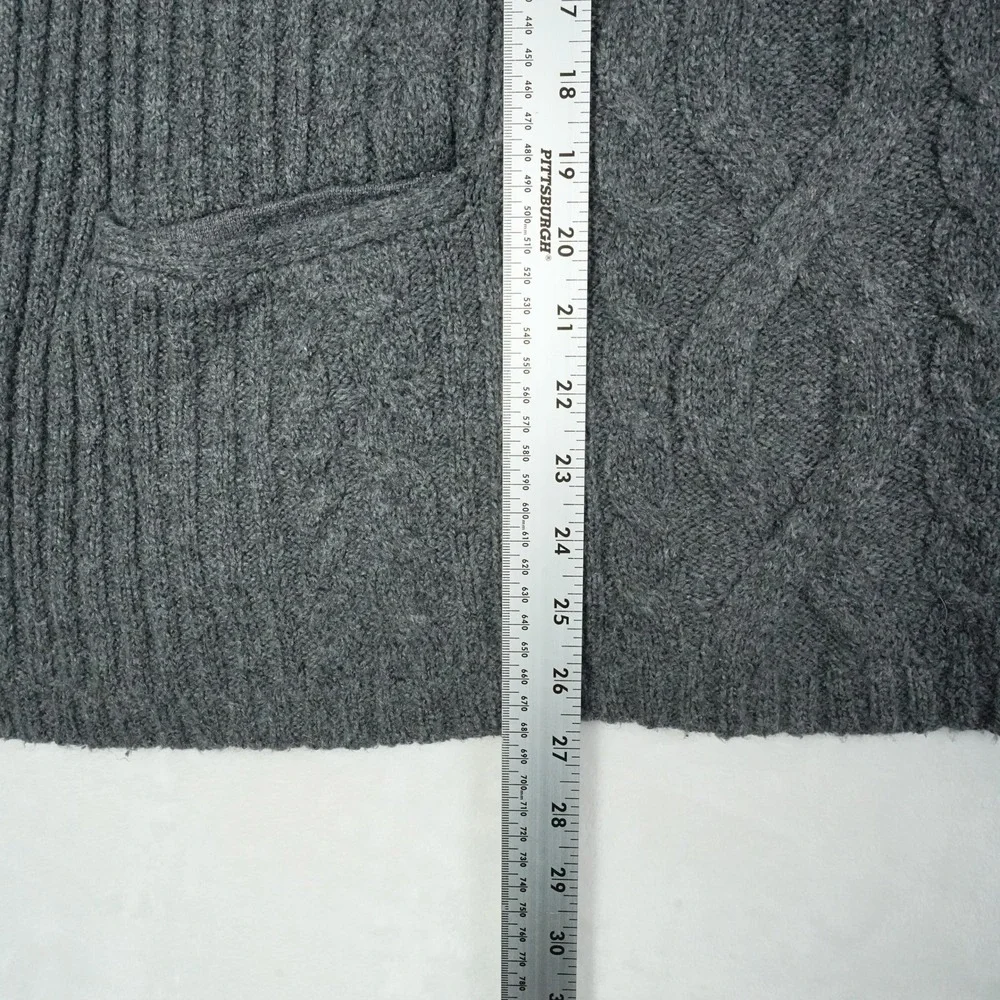 Abercrombie Fitch Men Charcoal Cable Knit Mock‎ Neck Sweater Size Large
